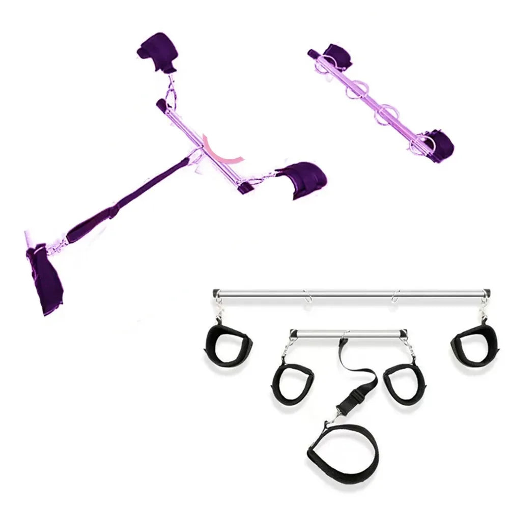 BDSM Sex Bondage Set Sex Handcuff Neck Collar Spreader Bar Steel Pipe Hand Leg Straps Restraints Slave Fetish SM Aldult Sex Toys