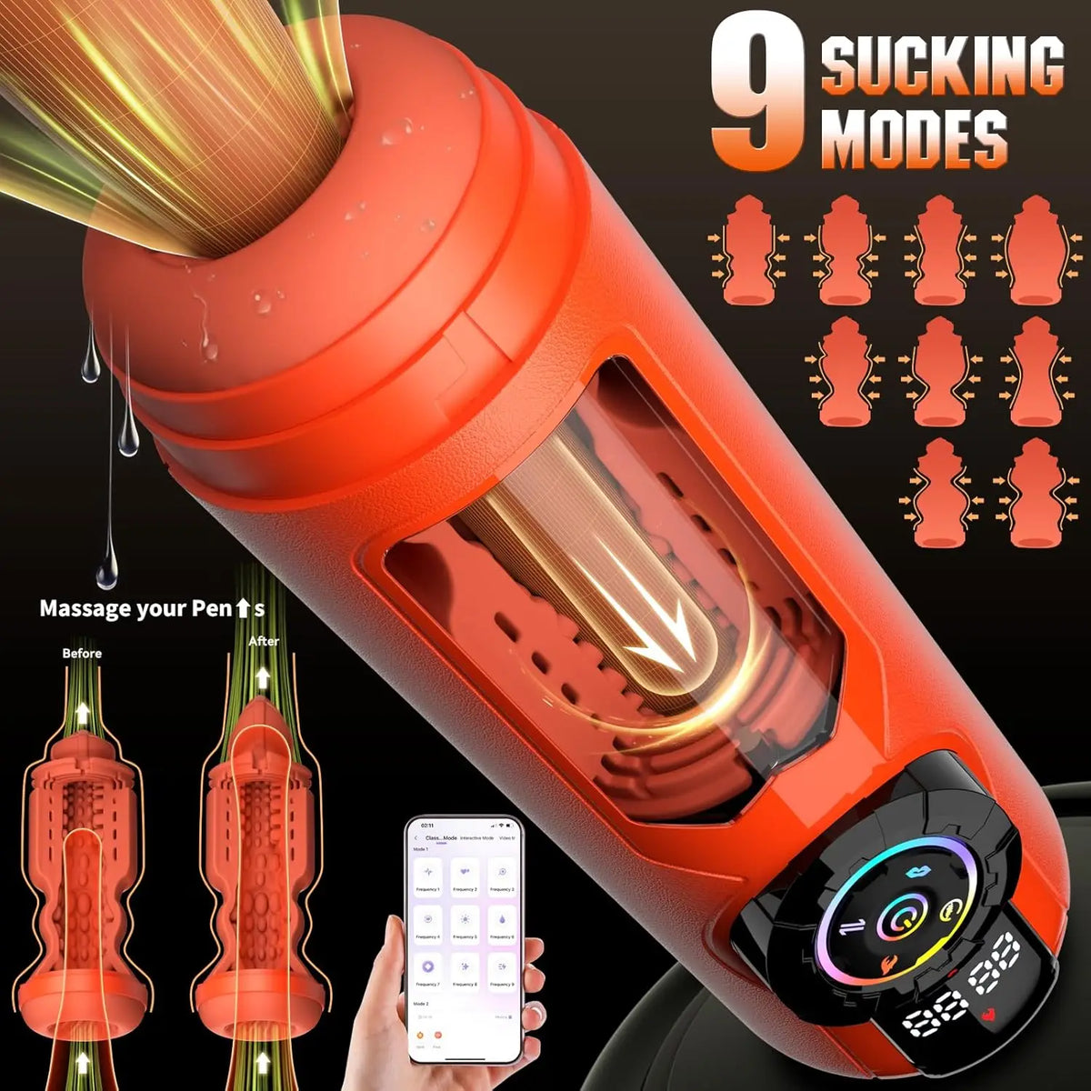 Heating Male Masturbator Penis Pump AI Interaction APP Control Vibrating Licking Thrusting Suck Sex Machine Devices Pocket Pussy