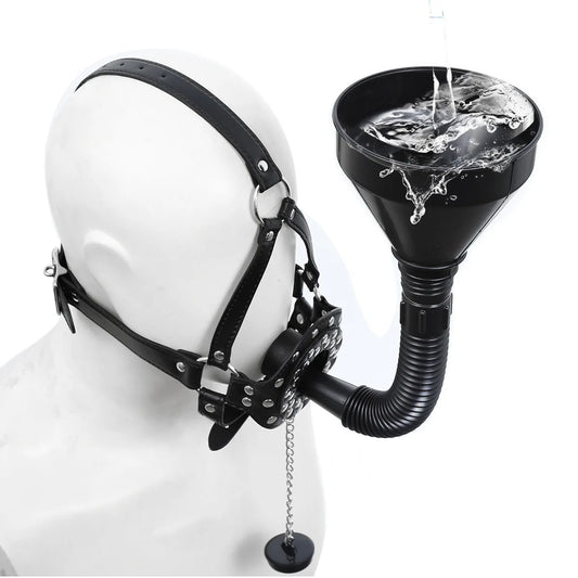 SM Slave Harness Urinal Funnel Oral Enema Drool Mouth Plug Open Gag BDSM Penalty Mask  Flirting Fetish Adults Erotic Games Gear