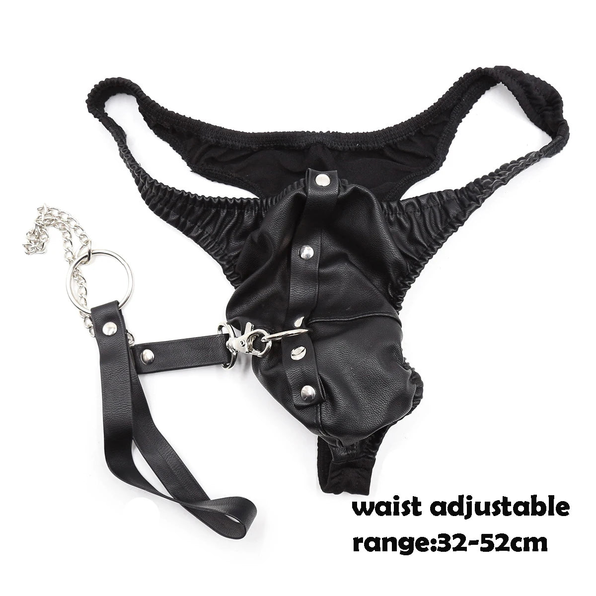 Adult Game Chastity Panty with Leash Couple Flirt Sex Product PU Leather Briefs BDSM Male Panties SM Slave Leashes Set 18+ Toys