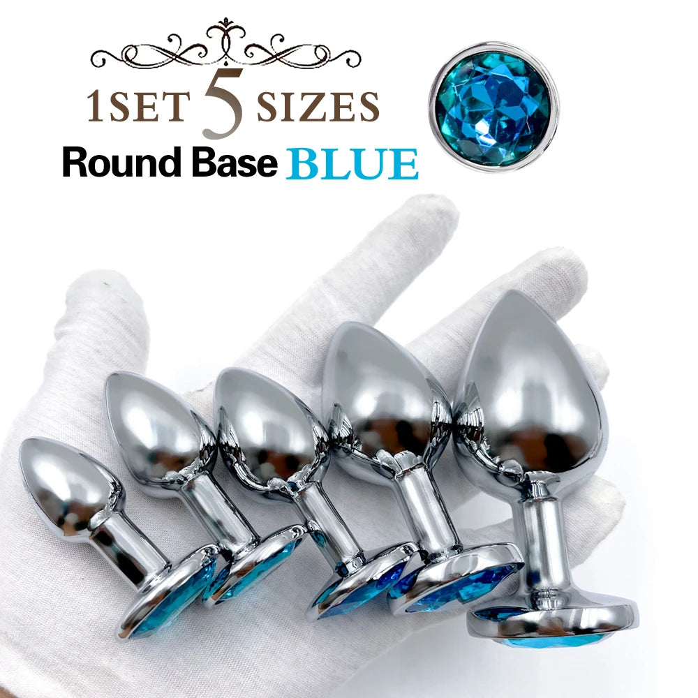 5Pcs/1Set Metal Anal Plug Stainless Steel Butt Plug Anus Stimulator Prostate Massage Dildos Adult Sex Toys For Women Men Couple
