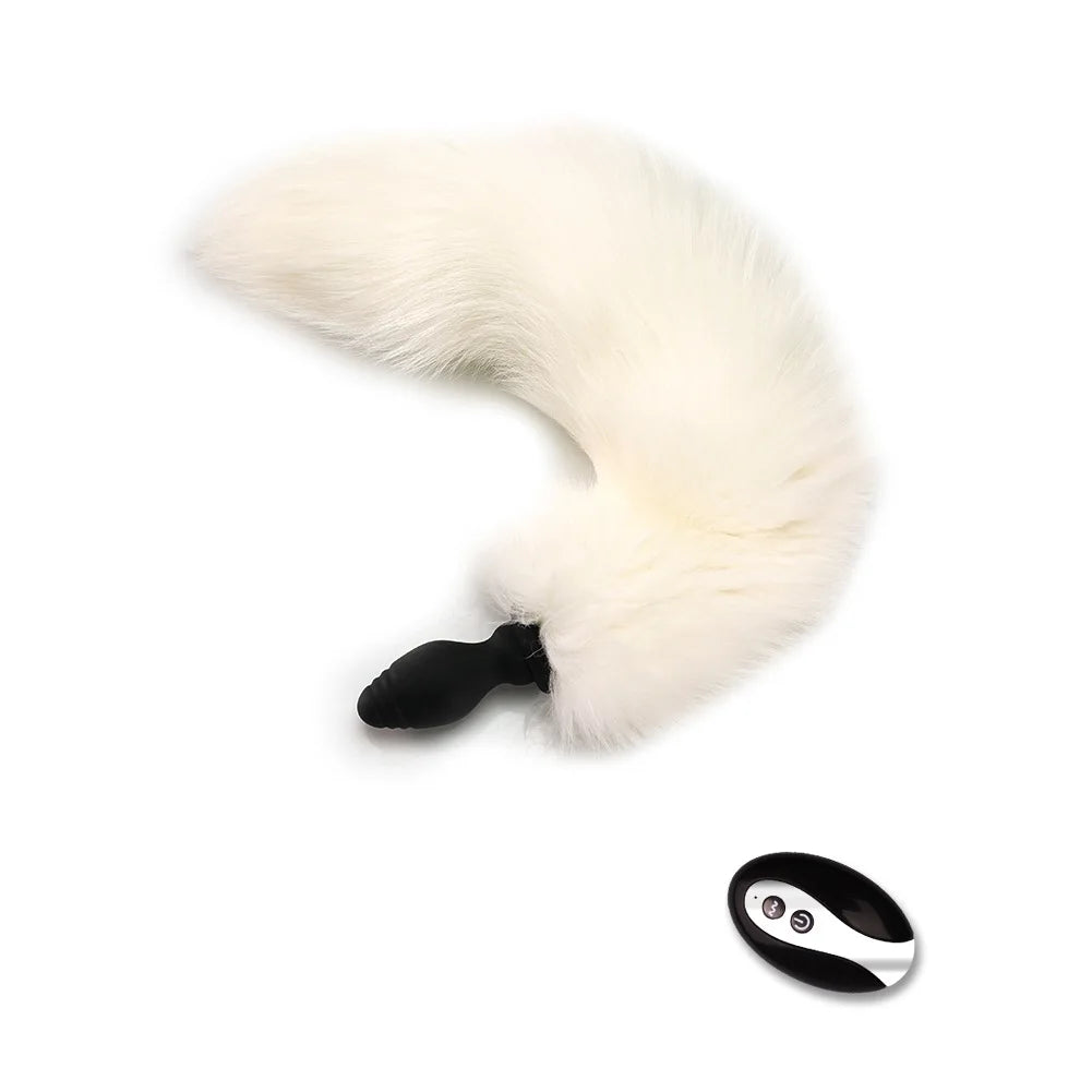 Fox Tail Anal Plug with Remote Control Vibrating - Faux Fur & Silicone Role Play Adult Toy Multi-Color BDSM Sex Toys for Couples