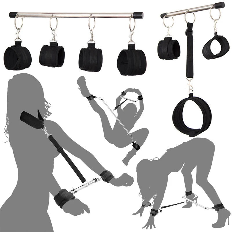 BDSM Handcuffs Leg Restraint SM Bondage Gear Sex Toys Sexy Adult Female Open Thigh Bar Spreader Sextoy Kits Couple Porn Games