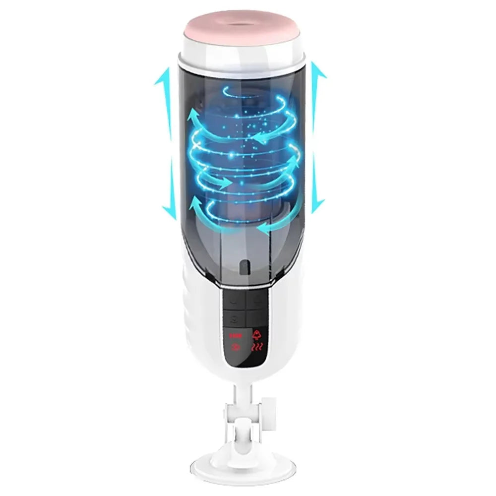 Powerful Storm Sucking Male Masturbator Sexy Voice Interaction Visible Penis Training Cup Rotation Telescopic Stroking Adult Toy