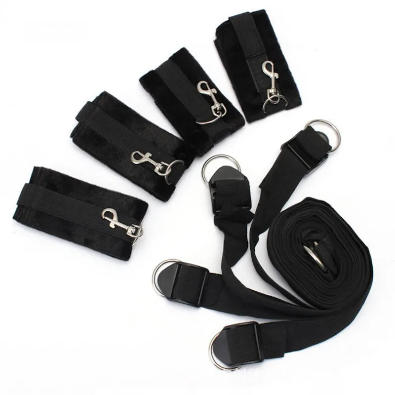 Bed Bondage Sex Toy Woman Wrist Ankle Cuffs Couple Erotic Sex Games Strap System Adjustable Handcuffs Leg Split Restraint Toys