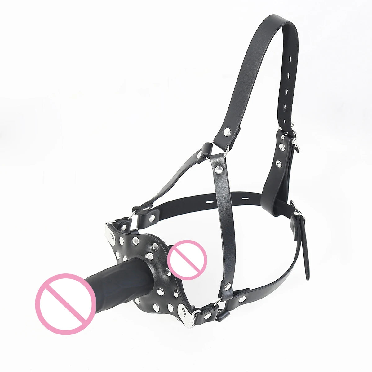 Lesbian Strapon Double End Dildo Sex Product Penis Plug Dildo Gag Fetish Leather Mask BDSM Bondage Adult Game Toy for Couple