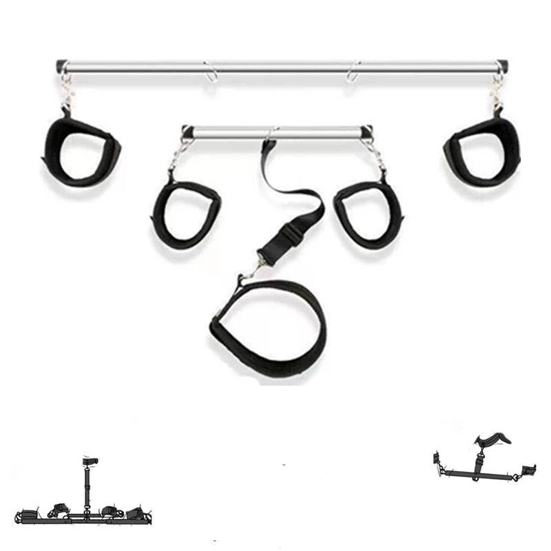 BDSM Sex Bondage Set Sex Handcuff Neck Collar Spreader Bar Steel Pipe Hand Leg Straps Restraints Slave Fetish SM Aldult Sex Toys