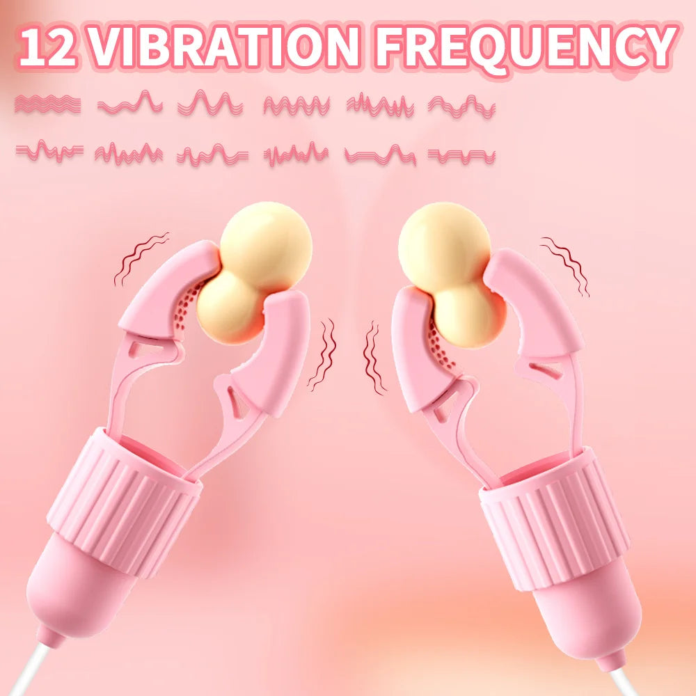 Vibrating Nipple Clamp Tongue Licking Sucking Vibrator For Women Breast Massage Labia Clitoris Clip Stimulation Massager Sex Toy