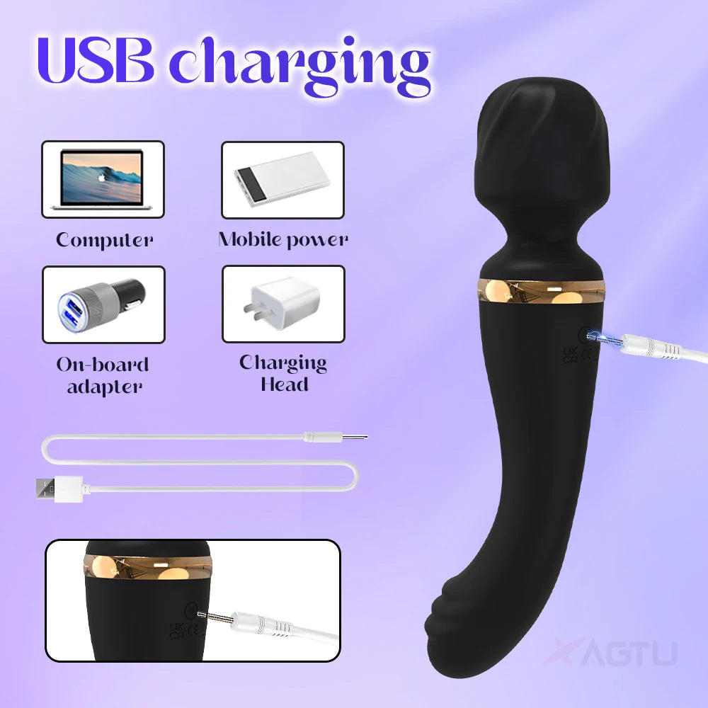 2 in 1 Vibrator AV Wand for Women G-Spot Clit Vagina Stimulator Nipples Breast Massager Female Masturbator Sex Toy for Women