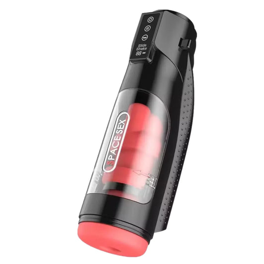LCD Display Masturbation Cup 8 Thrusting 10 Vibrating Modes Double Motors One Key Orgasm Ultra Soft Channel Male Sex Machine