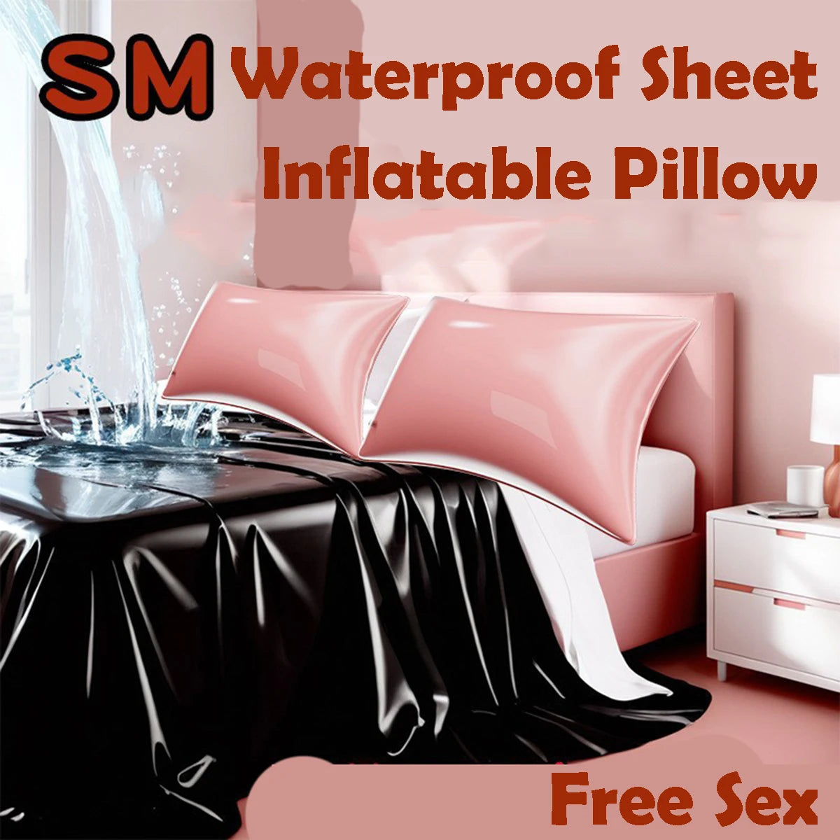 Lubricant Resist Sex Sheet Adult BDSM Oil Massage SM Slave Erotic Games Sex Tools Waterproof Bed Cover Inflatable Pillows Set 18