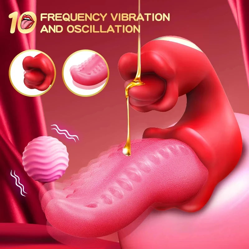 Tongue Licking Vibrator for Women, Clitoris Stimulator & Nipple Massager, Soft Silicone Oral Style Female Vibrator, Multi-Use Adult Couple Toy