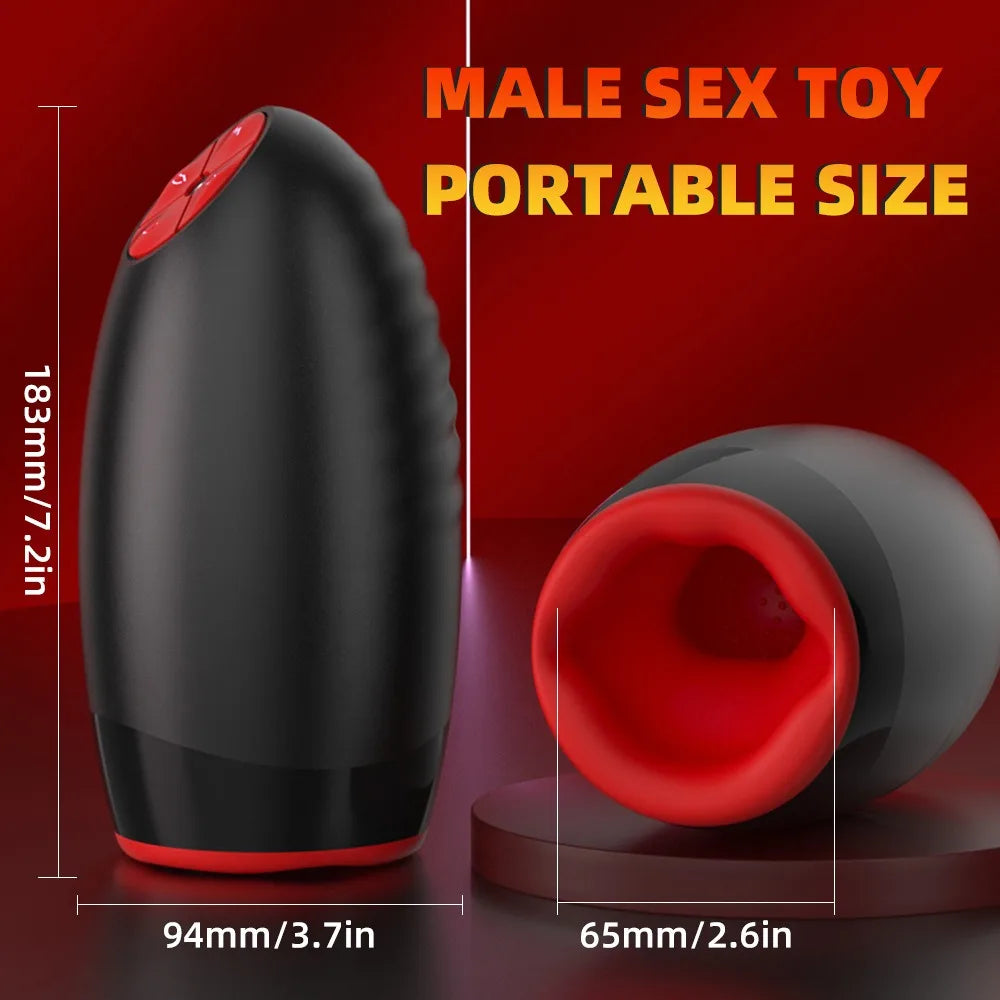 Automatic Male Masturbator Penis Training Vibrator Blowjob Sex Toy 10 Vibrating 3 Rotating 5 Sucking Mouth-Shaped Male Stroker