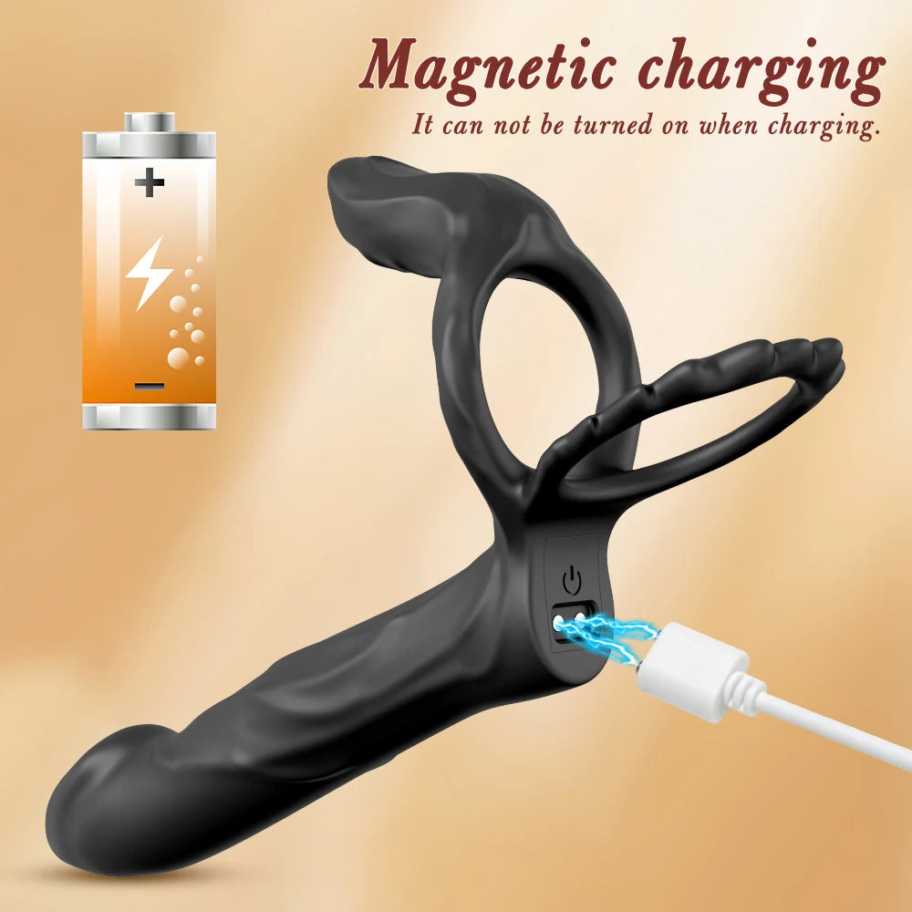 Double Penetration Anal Plug Dildo Butt Plug Vibrator For Men Vibrating Cock Ring Strap On Penis Vagina Sex Toys For Couples 18+