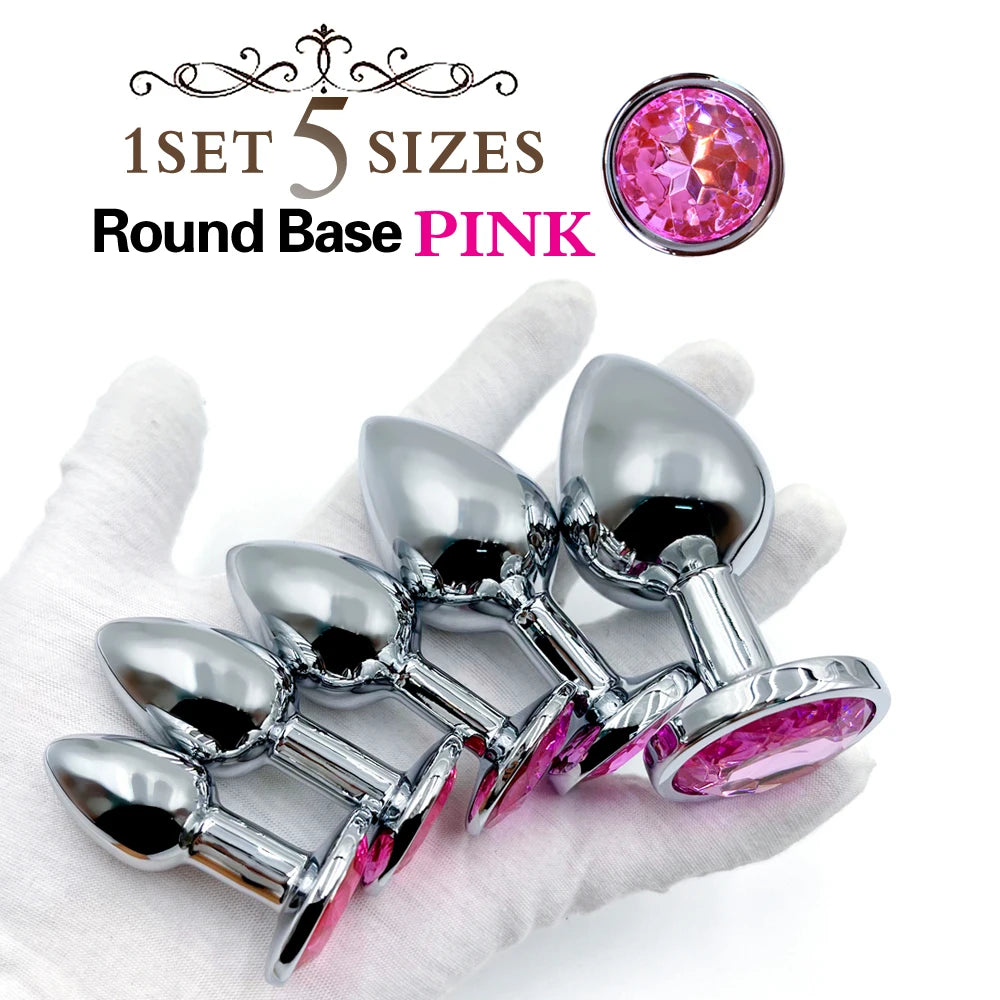 5Pcs/1Set Metal Anal Plug Stainless Steel Butt Plug Anus Stimulator Prostate Massage Dildos Adult Sex Toys For Women Men Couple