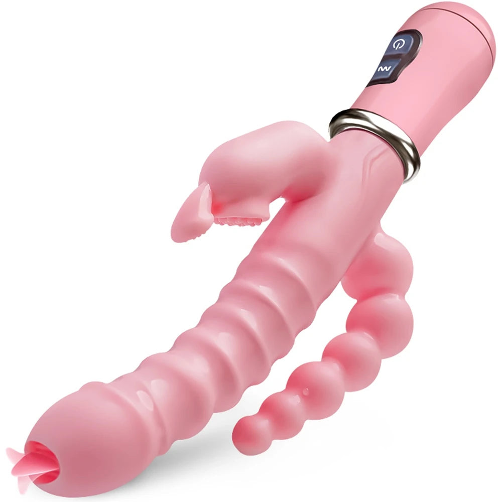 Vibrator Powerful 3 in 1 Dildo Rabbit Vibrator Waterproof Anal Clit Vibrator Sex Toys for Women Couples Flirting Dildo Vibrator