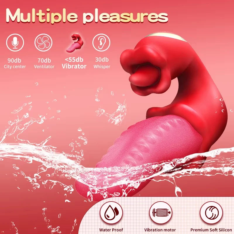 Tongue Licking Vibrator for Women, Clitoris Stimulator & Nipple Massager, Soft Silicone Oral Style Female Vibrator, Multi-Use Adult Couple Toy