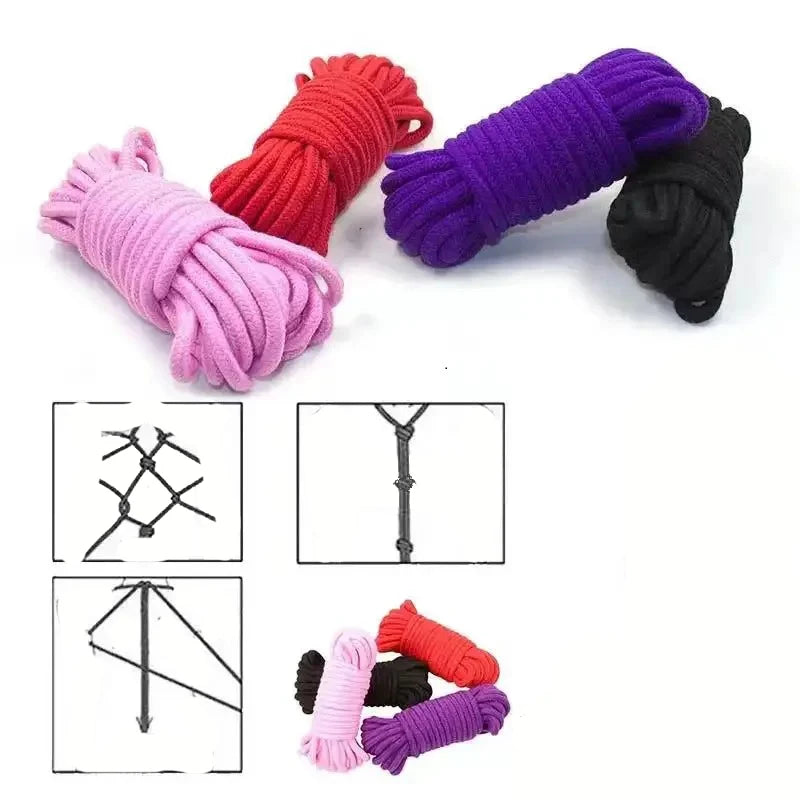 10M Sex Rope Cotton Sexope Handcuffs Sex Toy Set BDSM Body Restraint DIY Binder Japanese Shabari Sextoy Kits SM Slave Hand cuff