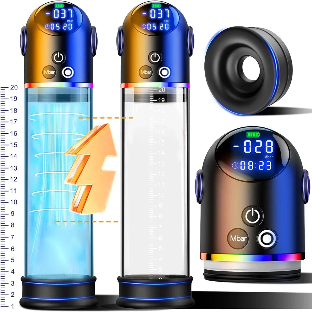 Electric Male Masturbator Endurance Exercise Fashion Product Adult Men Training Device Rechargeable Digital Penis Vacuum Pump
