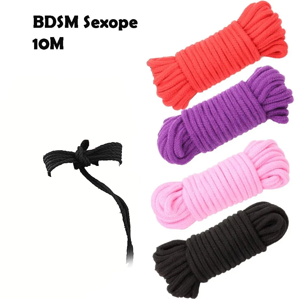 10M Sex Rope Cotton Sexope Handcuffs Sex Toy Set BDSM Body Restraint DIY Binder Japanese Shabari Sextoy Kits SM Slave Hand cuff