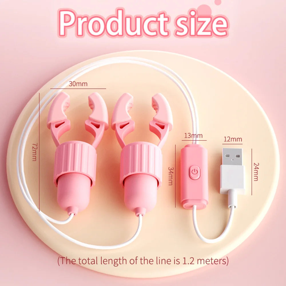 Vibrating Nipple Clamp Tongue Licking Sucking Vibrator For Women Breast Massage Labia Clitoris Clip Stimulation Massager Sex Toy