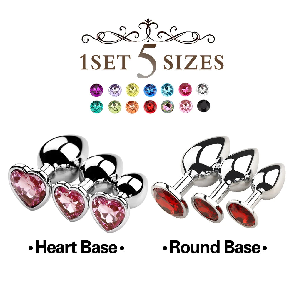 5Pcs/1Set Metal Anal Plug Stainless Steel Butt Plug Anus Stimulator Prostate Massage Dildos Adult Sex Toys For Women Men Couple