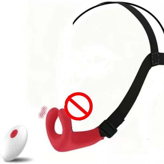 Headband Penis Ring Vibrator Sex Toys Adjustable Strap-On Rose Vibrating Cock Ring Oral Sex Toys Remote Control Adult Gay Games