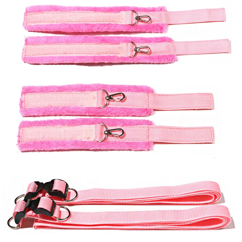 BDSM Bed Restraint Bondage Gear Sexy Adult Female Handcuffs Open Leg Cuffs Couple 18+ SM Slave Erotic Sexual Games Sex Toy Set