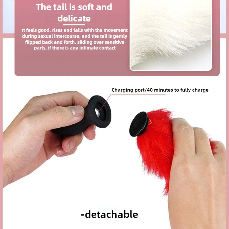 Fox Tail Anal Plug with Remote Control Vibrating - Faux Fur & Silicone Role Play Adult Toy Multi-Color BDSM Sex Toys for Couples