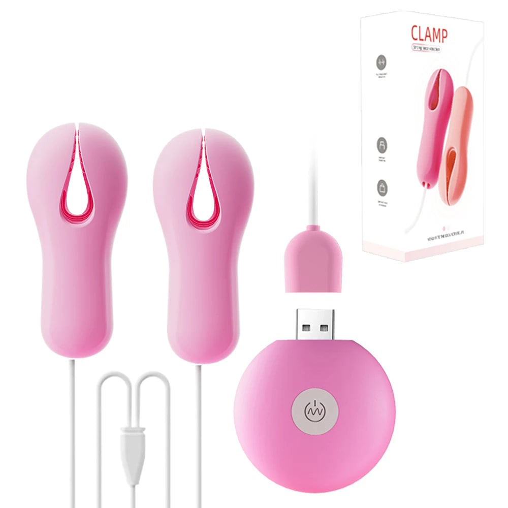 Vibrating Nipple Clamp Tongue Licking Sucking Vibrator For Women Breast Massage Labia Clitoris Clip Stimulation Massager Sex Toy