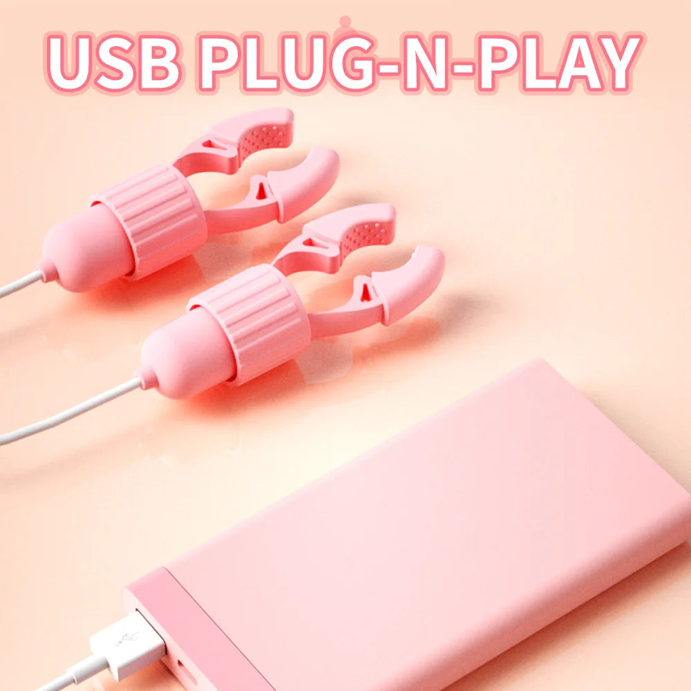 Vibrating Nipple Clamp Tongue Licking Sucking Vibrator For Women Breast Massage Labia Clitoris Clip Stimulation Massager Sex Toy