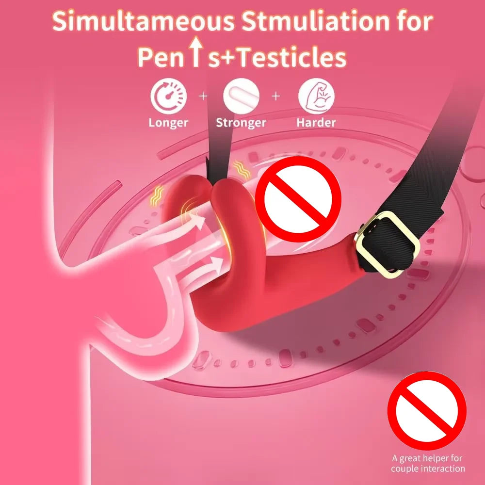 Headband Penis Ring Vibrator Sex Toys Adjustable Strap-On Rose Vibrating Cock Ring Oral Sex Toys Remote Control Adult Gay Games