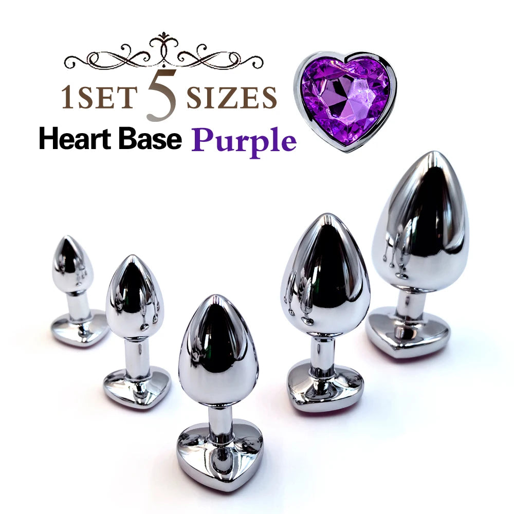 5Pcs/1Set Metal Anal Plug Stainless Steel Butt Plug Anus Stimulator Prostate Massage Dildos Adult Sex Toys For Women Men Couple
