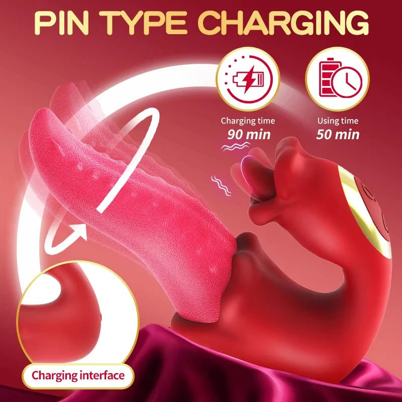 Tongue Licking Vibrator for Women, Clitoris Stimulator & Nipple Massager, Soft Silicone Oral Style Female Vibrator, Multi-Use Adult Couple Toy