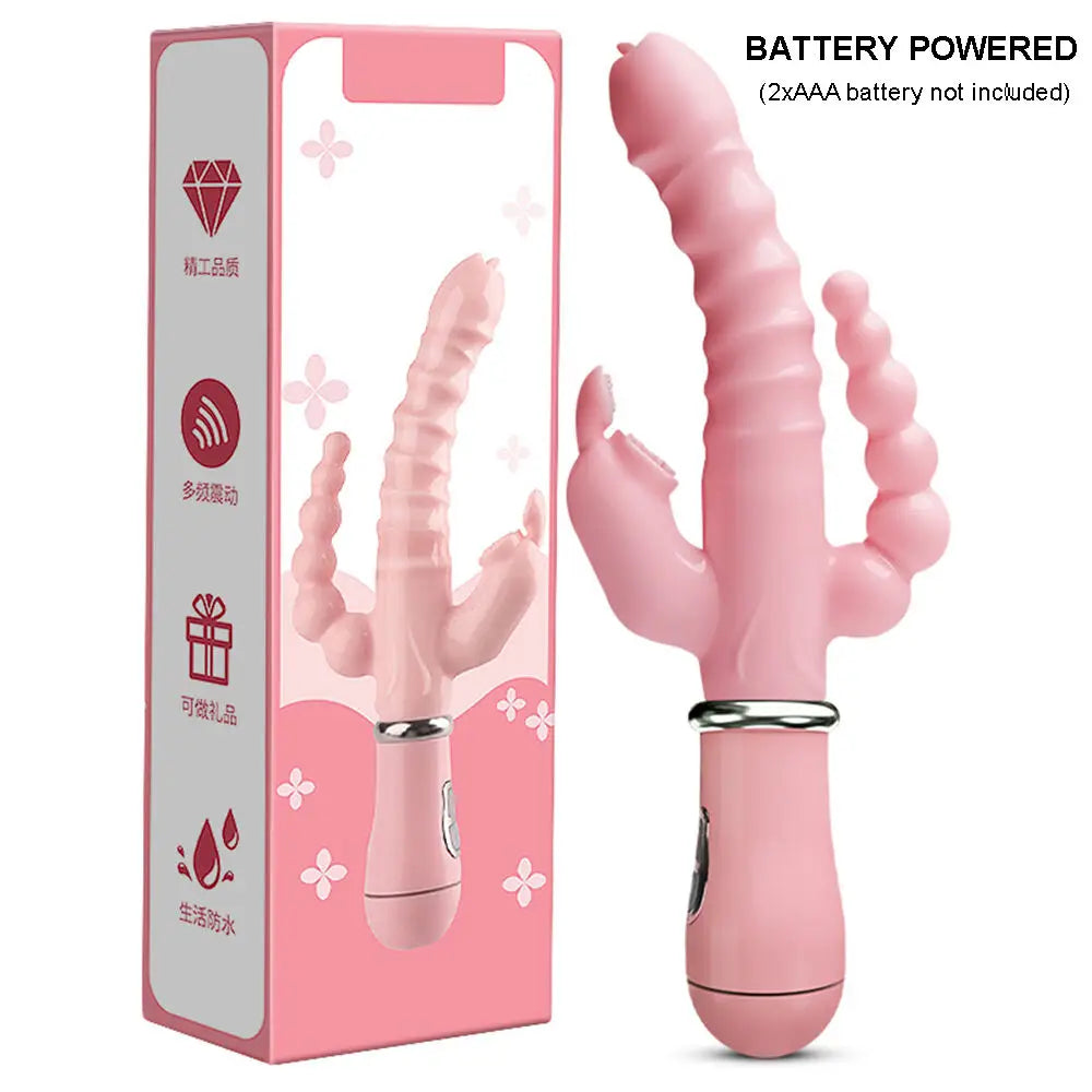 Vibrator Powerful 3 in 1 Dildo Rabbit Vibrator Waterproof Anal Clit Vibrator Sex Toys for Women Couples Flirting Dildo Vibrator