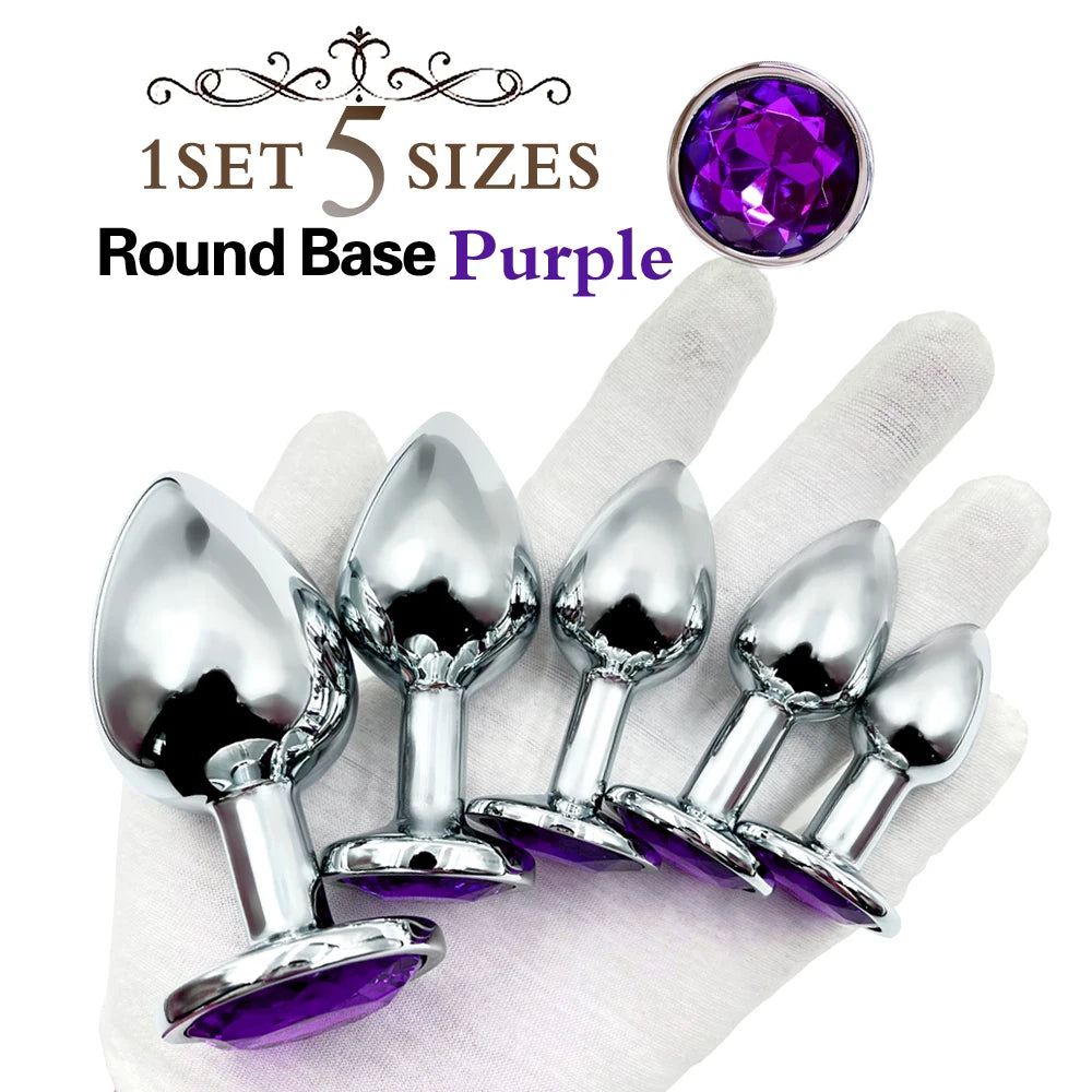 5Pcs/1Set Metal Anal Plug Stainless Steel Butt Plug Anus Stimulator Prostate Massage Dildos Adult Sex Toys For Women Men Couple