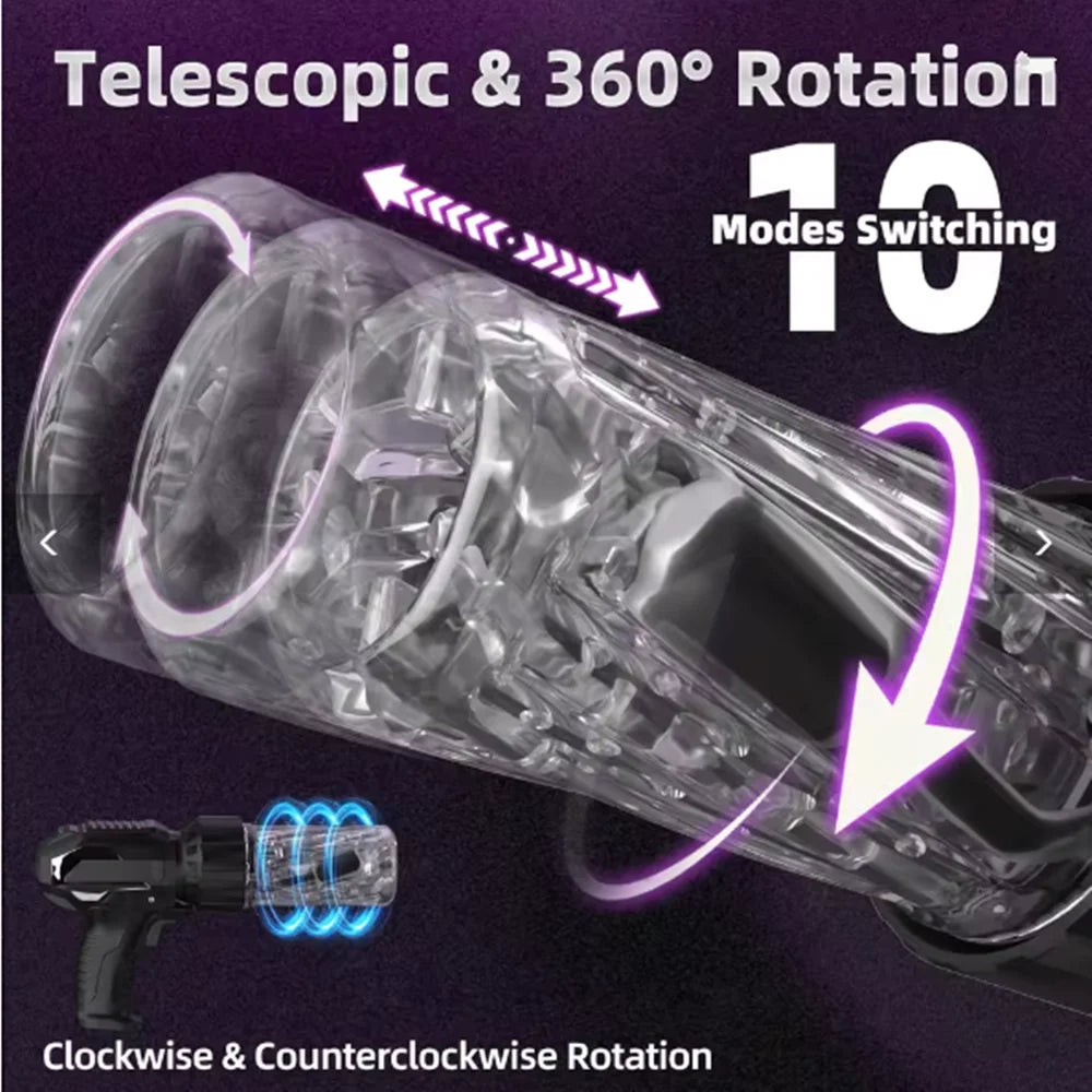 Heating  Male Masturbator Mens Sex Toys Telescopic Rotating Tongue Licking Tongue Swing Dual Motor Electric Drill Masturbator