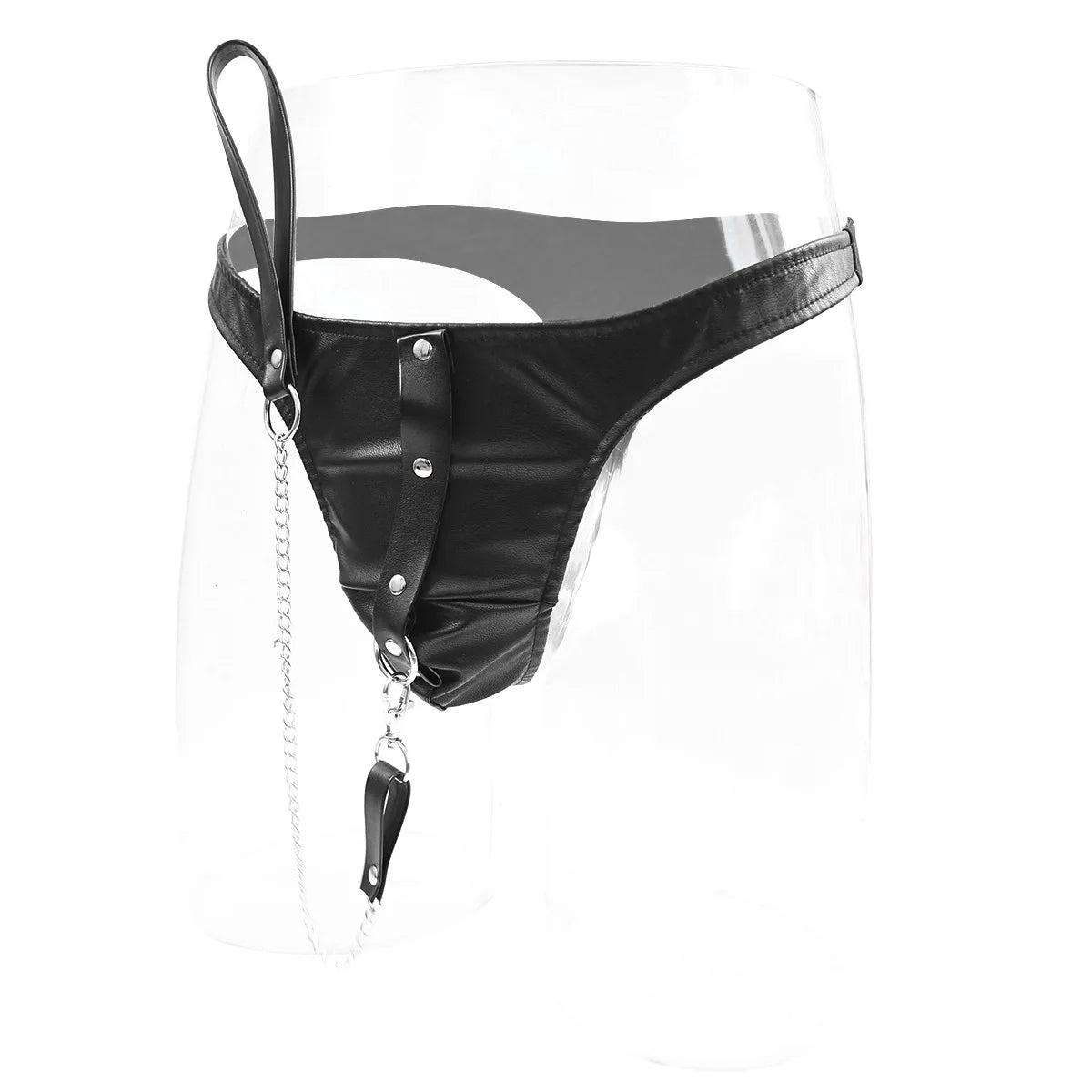 Adult Game Chastity Panty with Leash Couple Flirt Sex Product PU Leather Briefs BDSM Male Panties SM Slave Leashes Set 18+ Toys