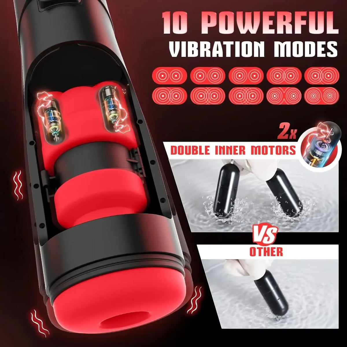 LCD Display Masturbation Cup 8 Thrusting 10 Vibrating Modes Double Motors One Key Orgasm Ultra Soft Channel Male Sex Machine
