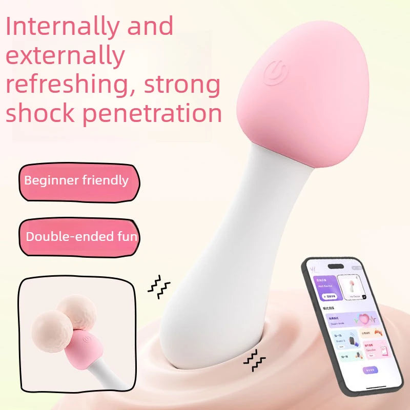 App Remote Control Mushroom Vibrator for Women Dual-Ended G-Spot Clitoral Stimulator 9 Modes Waterproof Sex Toy for Couples