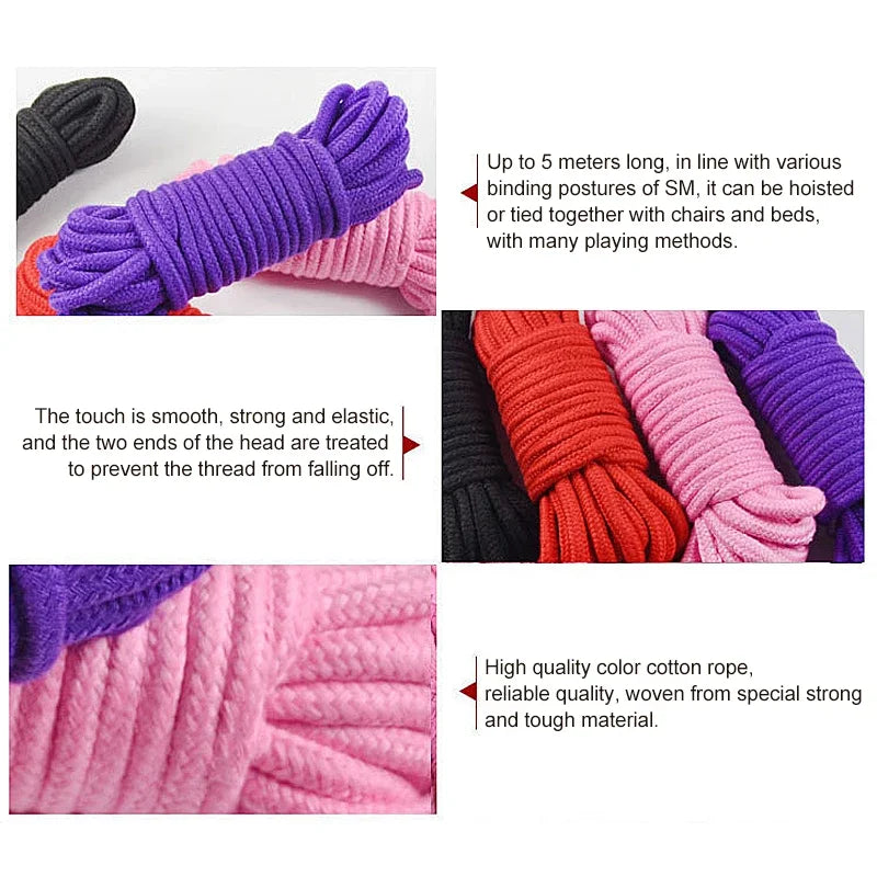 10M Sex Rope Cotton Sexope Handcuffs Sex Toy Set BDSM Body Restraint DIY Binder Japanese Shabari Sextoy Kits SM Slave Hand cuff