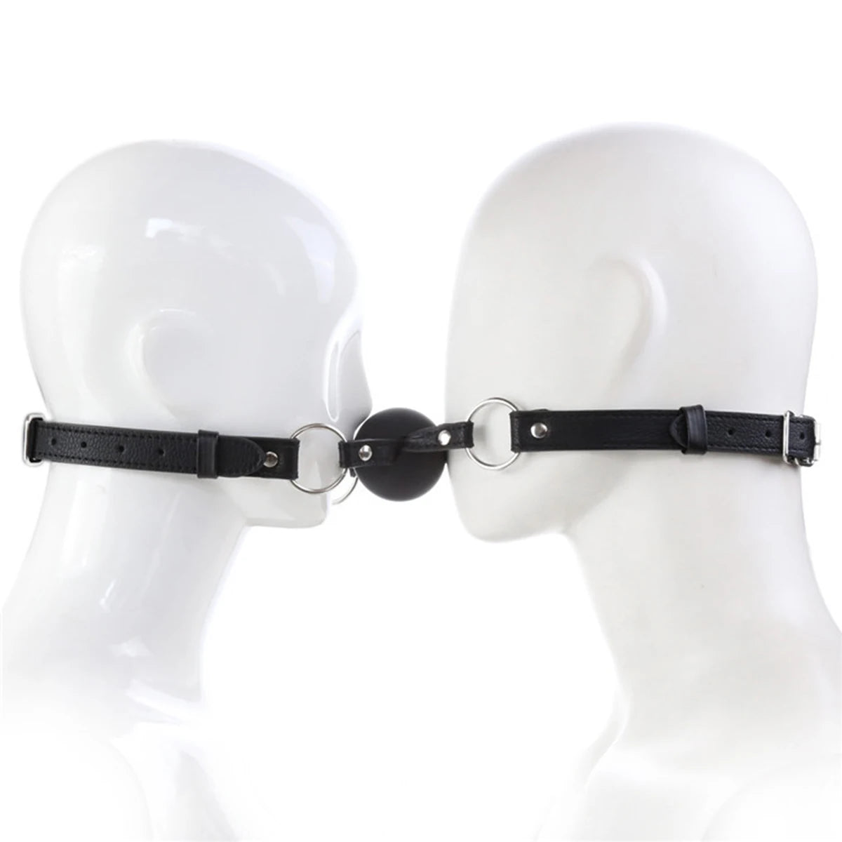 Gay Sex BDSM Restraint Mouth Gag SM Slave Fetish Mouth Double Silicone Balls Sex Toys for Couples PU Leather Plug Erotic Product