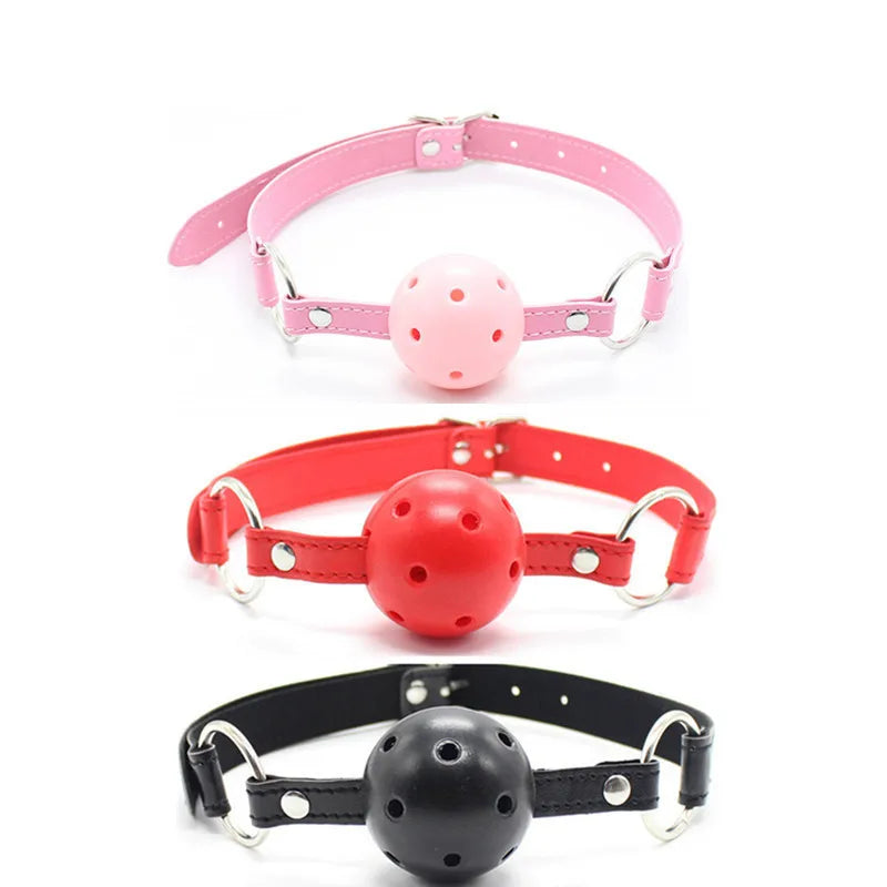 Woman Mouth Gag Silicone Oral Sex Mouth Ball BDSM Adult Restraint Sex Toy SM Slave Bondage Gear Adjustable Neck Collar MouthPlug