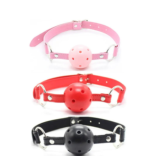 Woman Mouth Gag Silicone Oral Sex Mouth Ball BDSM Adult Restraint Sex Toy SM Slave Bondage Gear Adjustable Neck Collar MouthPlug