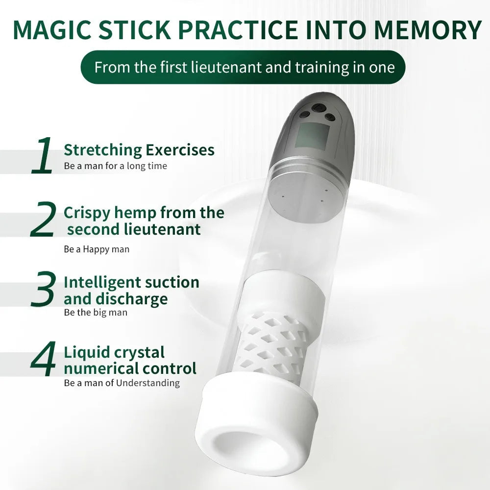 LCD Male Stroking Toys Automatic Pressure Penis Erection Training Reduction Sensitivity Sex Device Suction Vibration Masturbator