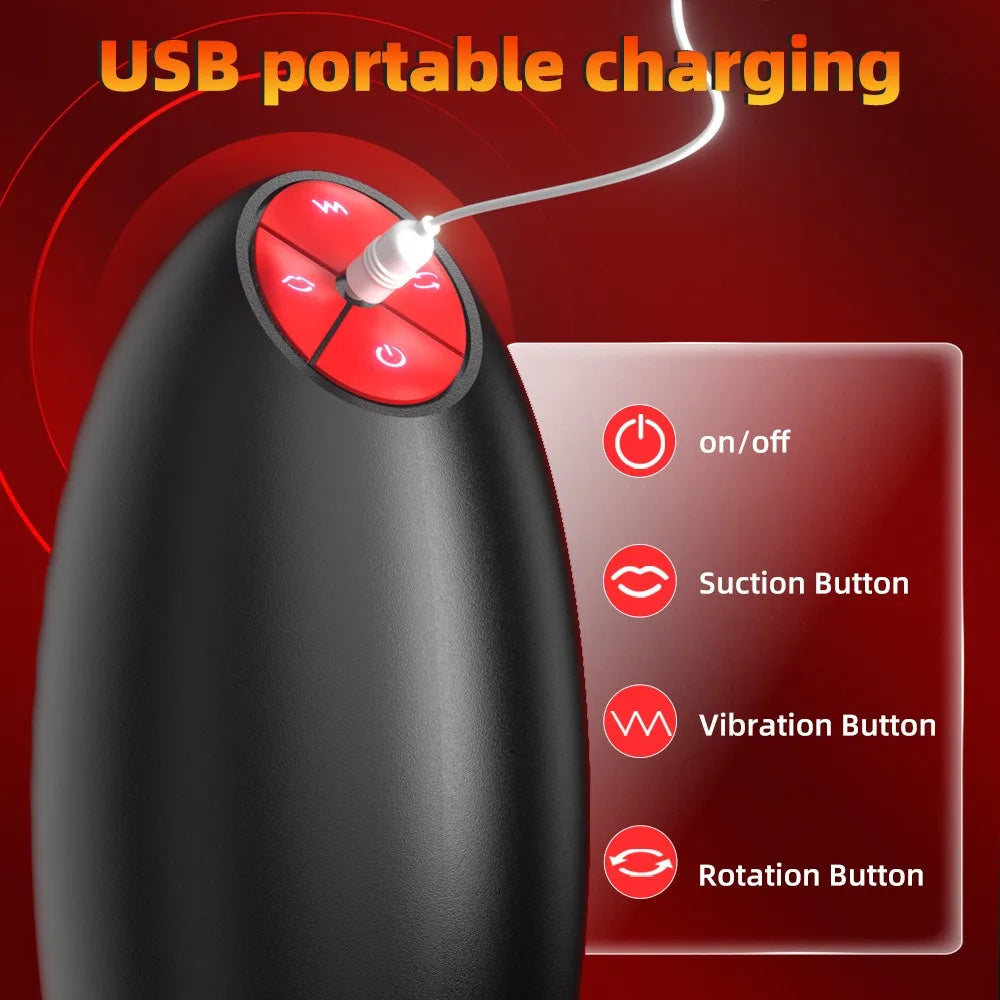 Automatic Male Masturbator Penis Training Vibrator Blowjob Sex Toy 10 Vibrating 3 Rotating 5 Sucking Mouth-Shaped Male Stroker
