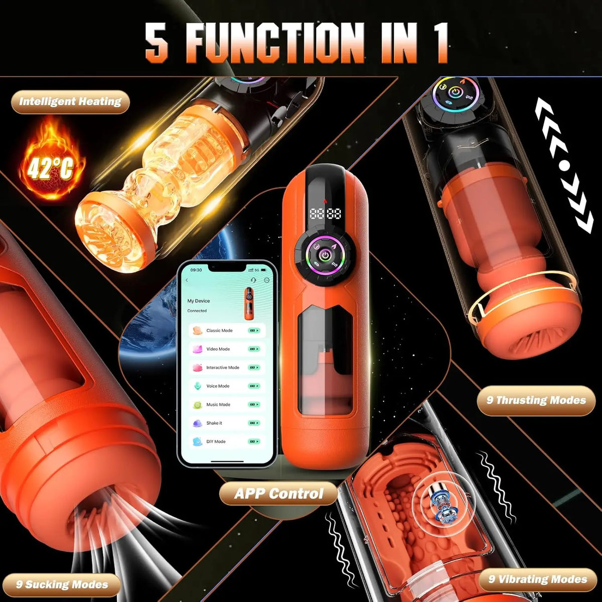 Heating Male Masturbator Penis Pump AI Interaction APP Control Vibrating Licking Thrusting Suck Sex Machine Devices Pocket Pussy