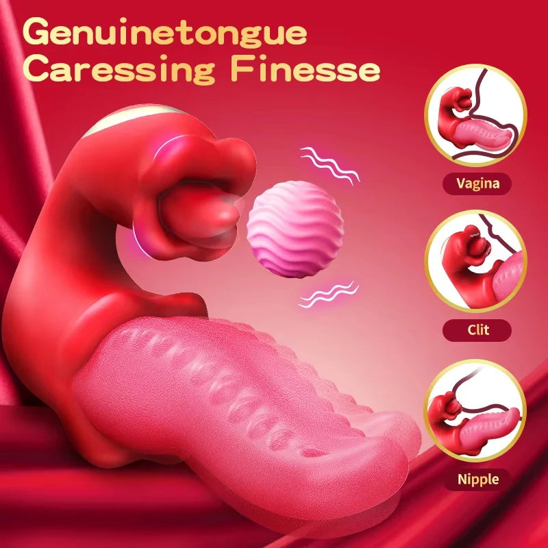 Tongue Licking Vibrator for Women, Clitoris Stimulator & Nipple Massager, Soft Silicone Oral Style Female Vibrator, Multi-Use Adult Couple Toy