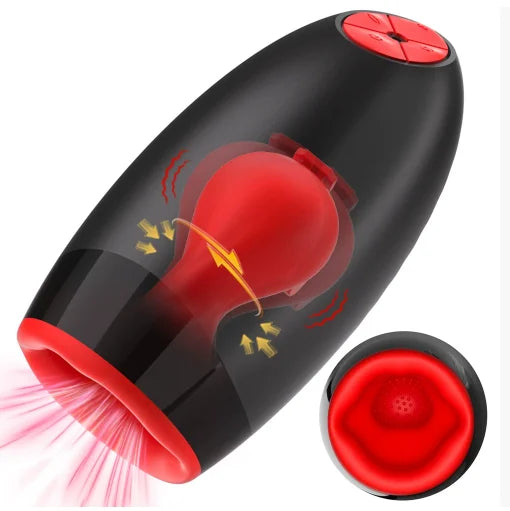 Automatic Male Masturbator Penis Training Vibrator Blowjob Sex Toy 10 Vibrating 3 Rotating 5 Sucking Mouth-Shaped Male Stroker